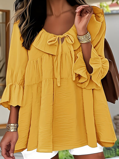 Elegante Bluse mit gerafftem Ausschnitt für Damen