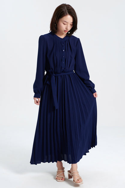 Faltenkleid aus Chiffon mit Puffärmeln