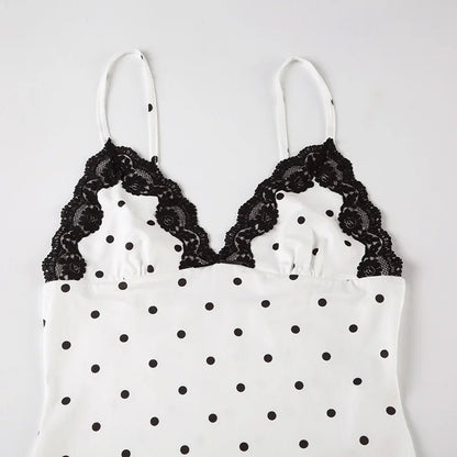 Ärmelloses Maxikleid mit Polka-Dots