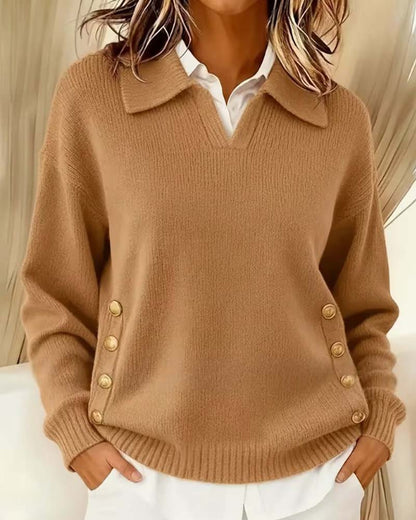 Damen Pullover Mit Reverskragen Unifarben