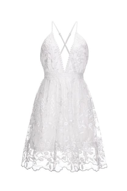 Damen Sommerkleid in Mini-Länge mit tiefem Ausschnitt und leicht fallender Form