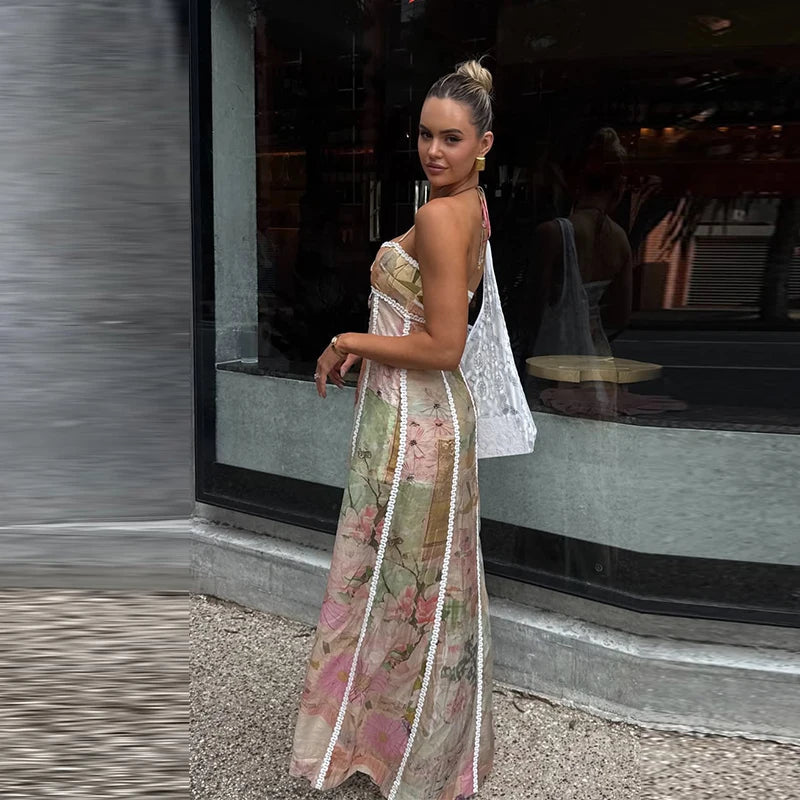 Damen-Set aus zwei Teilen mit Print und Spitzenbesatz