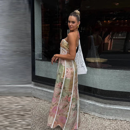 Damen-Set aus zwei Teilen mit Print und Spitzenbesatz