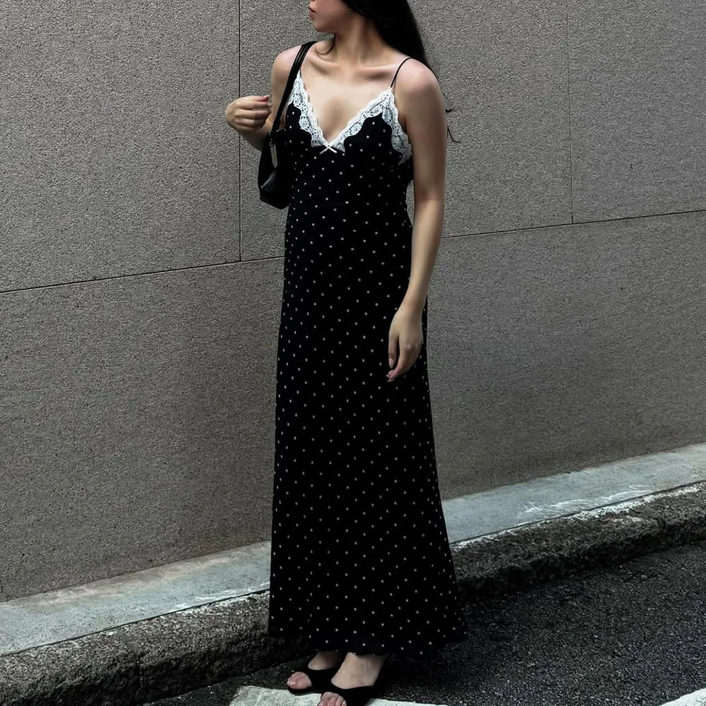 Ärmelloses Maxikleid mit Polka-Dots