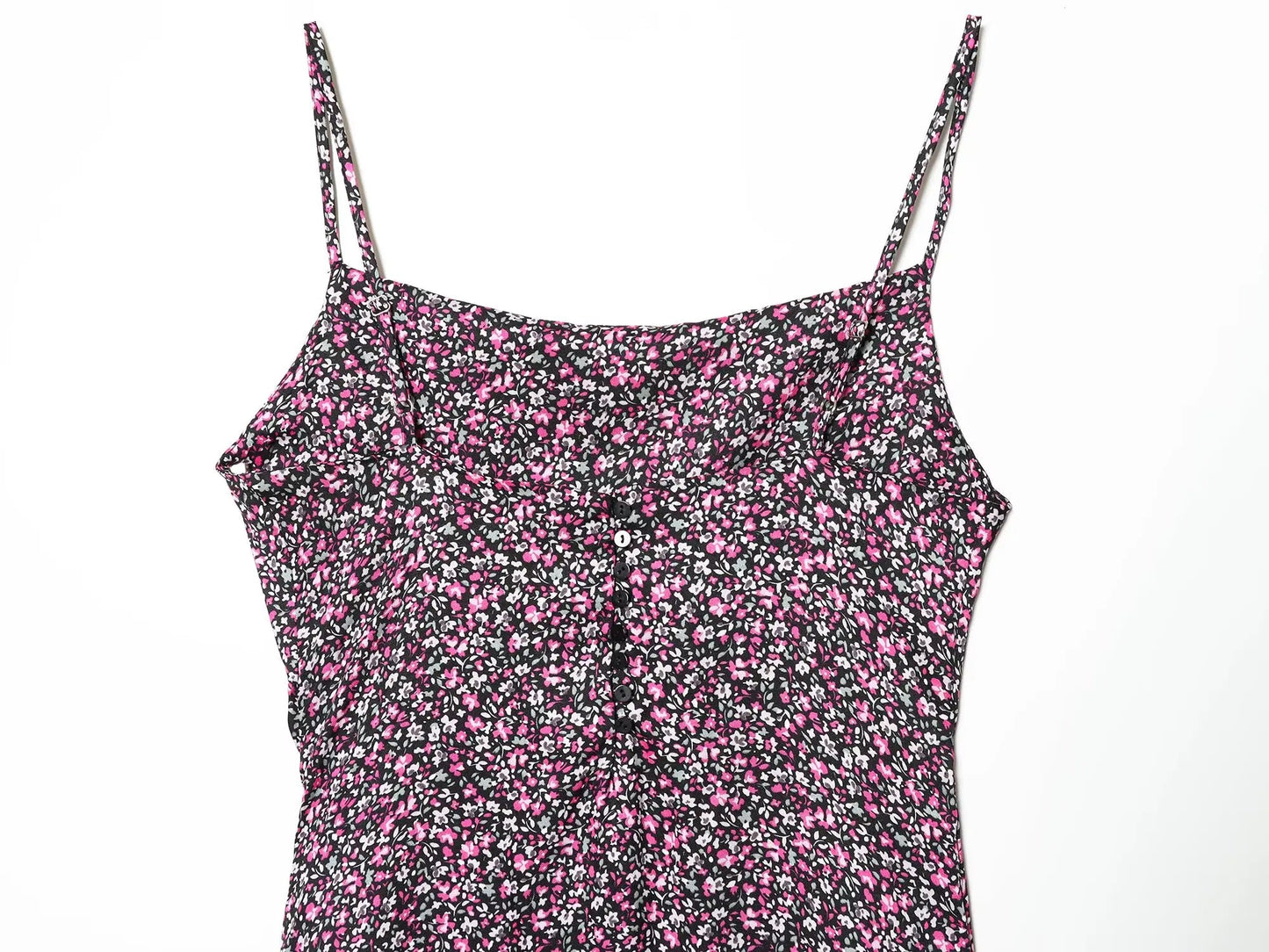 Damen V-Ausschnitt Blumiger Chiffon Unterkleid Ärmelloses Sommerkleid