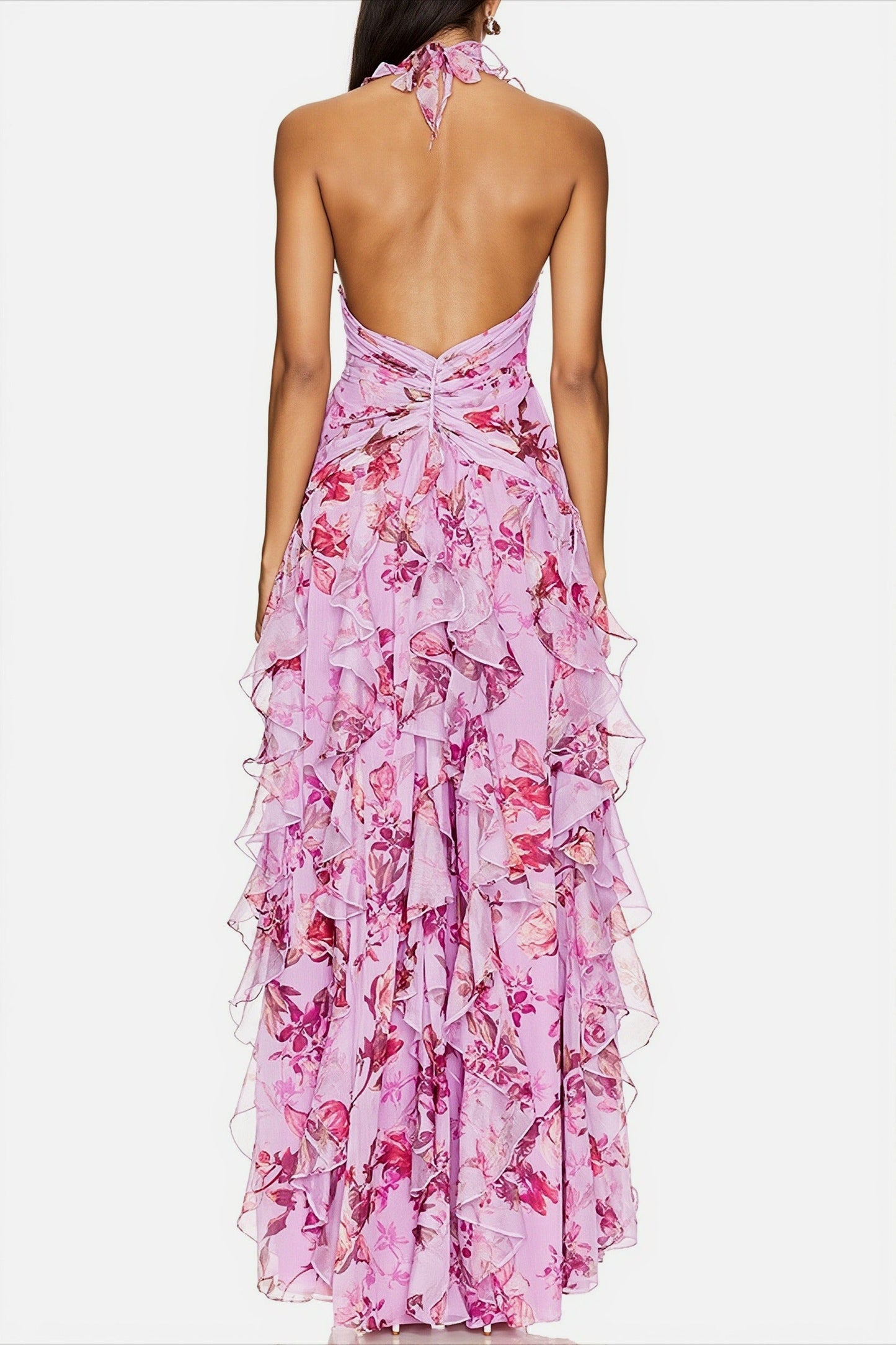 Damenkleid in Maxilänge mit Neckholder und leicht fliessendem Rock