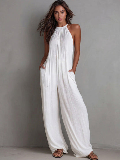 Strukturierter Leinen-Jumpsuit für Damen