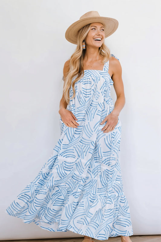 Damen Maxi Kleid mit Print und A-Linie in ganzer Ansicht