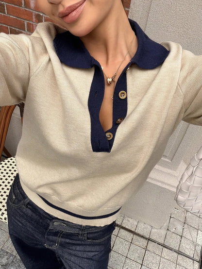 Damen Pullover mit Farbblock, schlanke Passform, Strick, Rollkragen