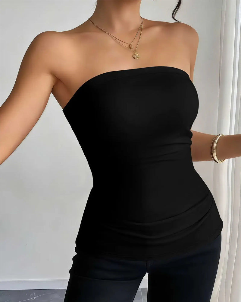 Damen Tank Top unifarben schlicht im Slim Fit, Rückansicht