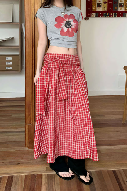 Midi-Rock für Damen mit lockerem Schnitt und Karomuster