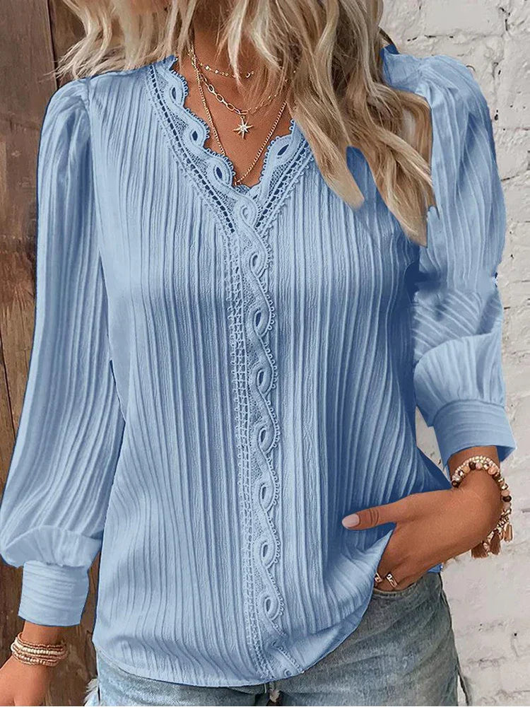 Bluse für Damen mit Chiffon- und Spitzen-Details