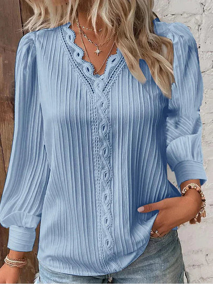 Bluse für Damen mit Chiffon- und Spitzen-Details