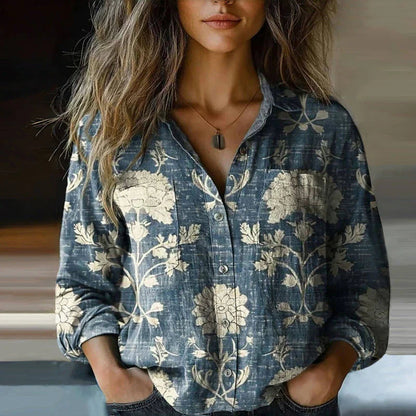 Boho Vintage gemusterte Bluse für Damen