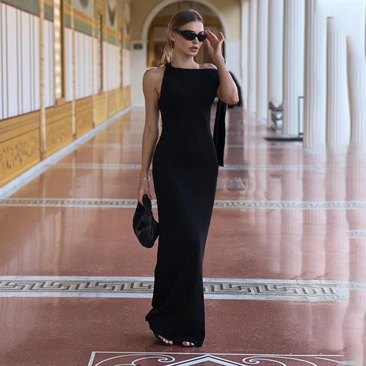One-Shoulder Evening Dress with Bow Detail for Women - Elegant Fit