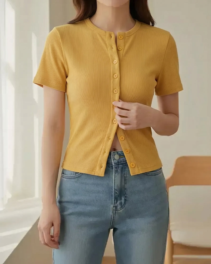 Damen Kurzmantel aus Baumwollmischung am Model getragen