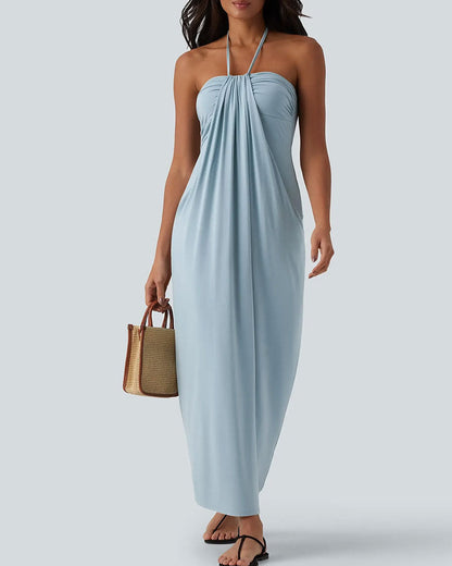 Drapiertes ärmelloses Maxikleid für Damen mit femininem Look