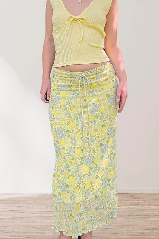 Damen Midirock in A-Linie mit Blumenprint, Vorderansicht