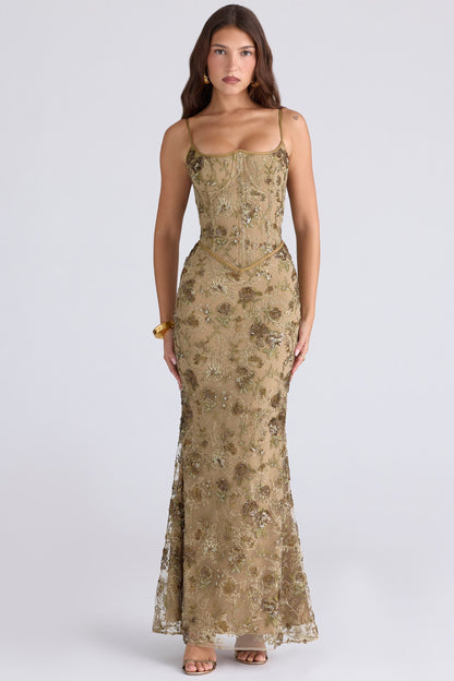 Elegantes ärmelloses Maxikleid mit V-Ausschnitt und Taillengürtel