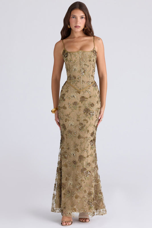 Elegantes ärmelloses Maxikleid mit V-Ausschnitt und Taillengürtel