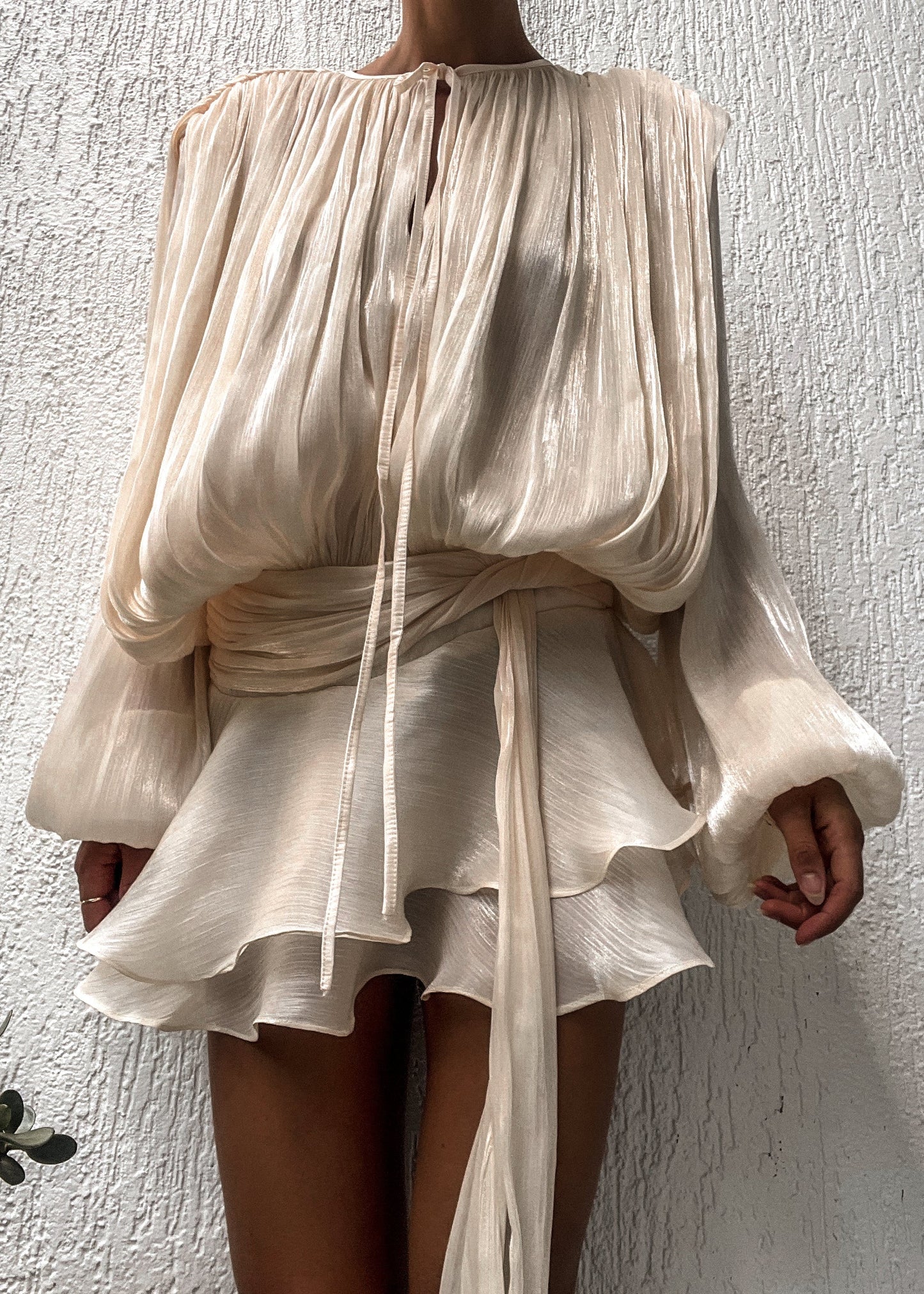 Estelle Champagner Satin Negligékleid
