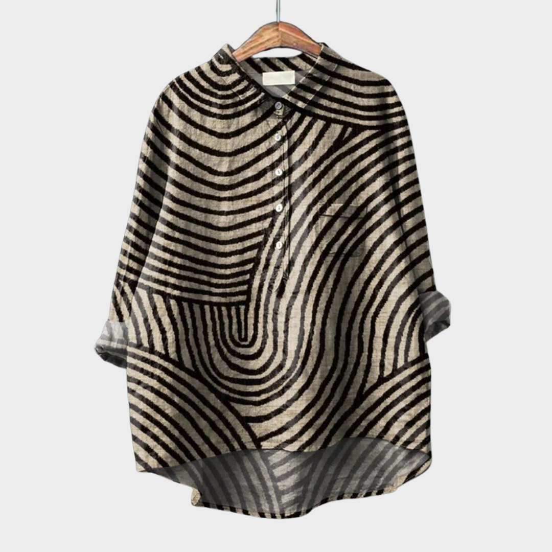 Damen Langarmbluse mit Print und langen Ärmeln in stilvoller Produktansicht