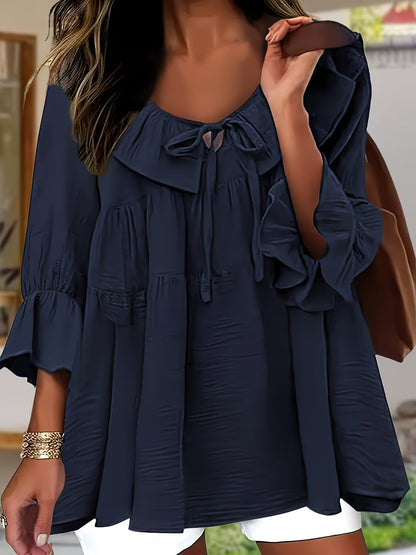 Elegante Bluse mit gerafftem Ausschnitt für Damen