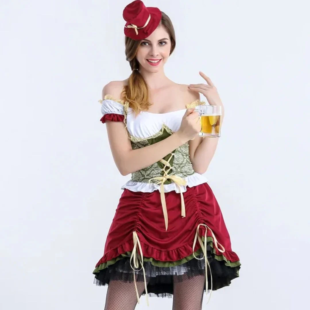 Rückansicht des traditionellen Damen-Dirndls mit Schürze