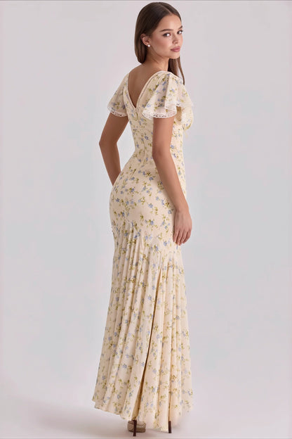 Damenkleid mit Blumenmuster und elegantem V-Ausschnitt