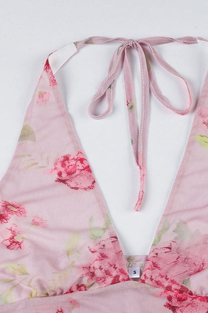 Seitenansicht vom Damen Haltertop mit Halterneck und Mesh