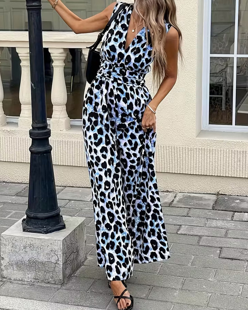 Eleganter Damen-Jumpsuit mit auffälligem Animalprint