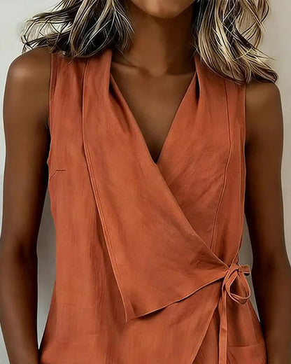 Ärmellose Wickelbluse für Damen