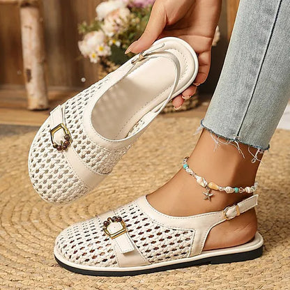 Atmungsaktive flache Damen Sandalen mit offenem Zehenbereich