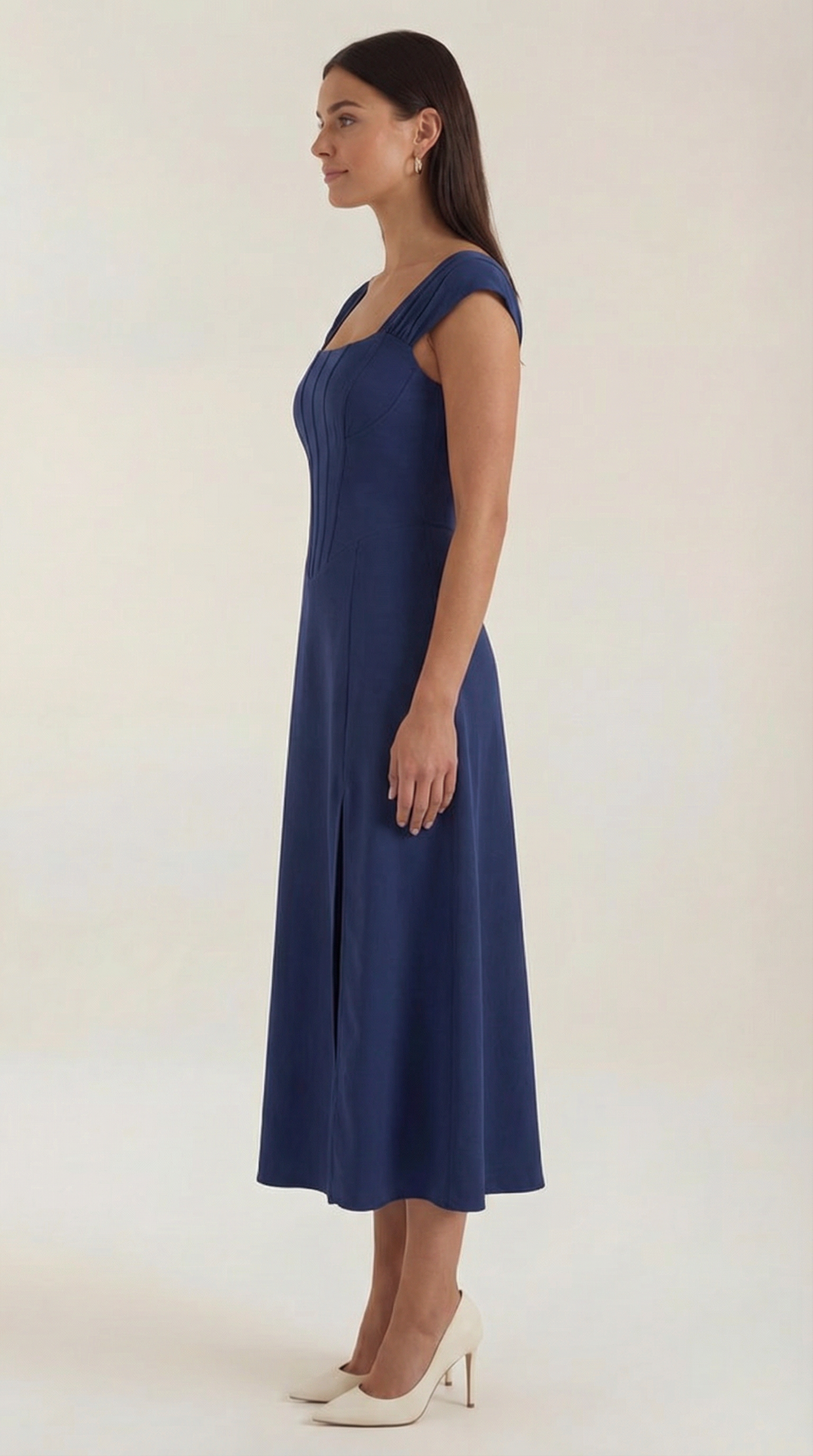Damen Korsett Midi Kleid Hochzeitsgast Kleid