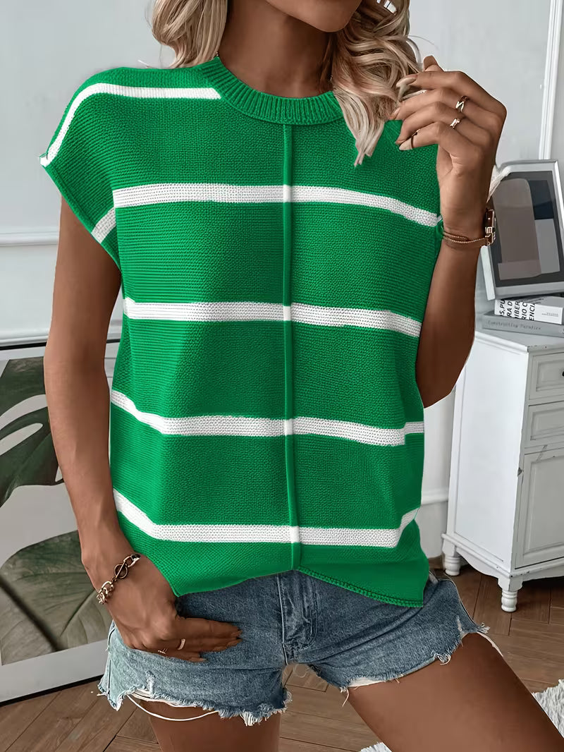 Gestreiftes Stricktop für Damen in Seitenansicht