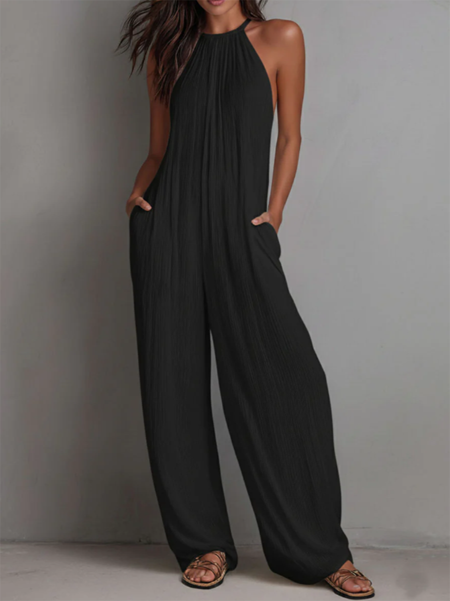 Strukturierter Leinen-Jumpsuit für Damen