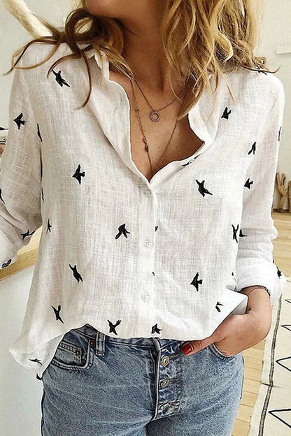 Lyann® | Bluse aus Baumwoll-Leinen mit französischem Landhausmuster