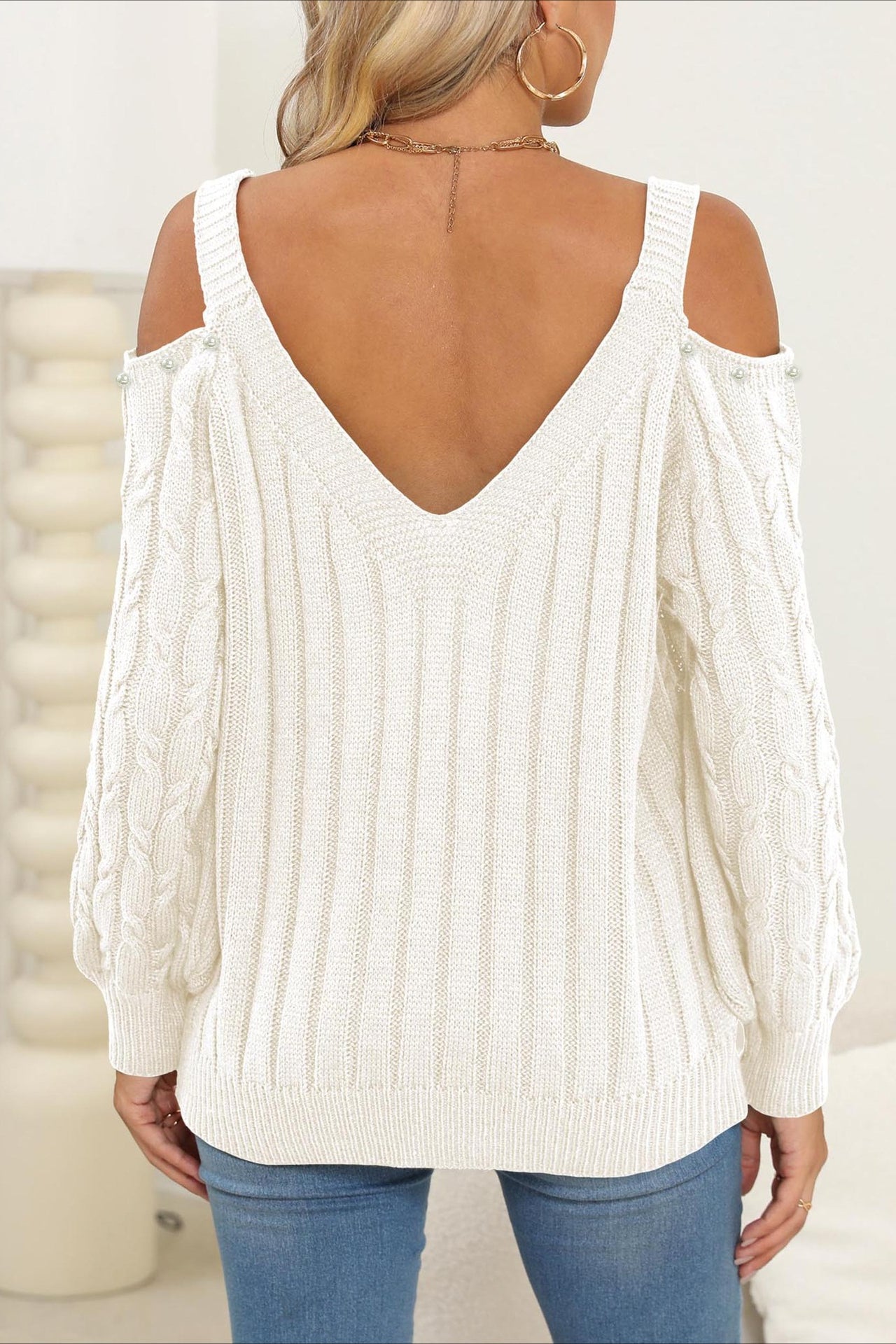 Damen Pullover im modischen Off-Shoulder-Stil für Herbst und Winter