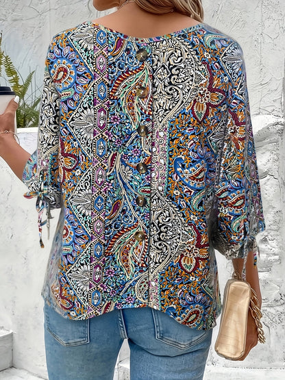 Damenbluse mit Streifenmuster und langem Arm in Detailansicht