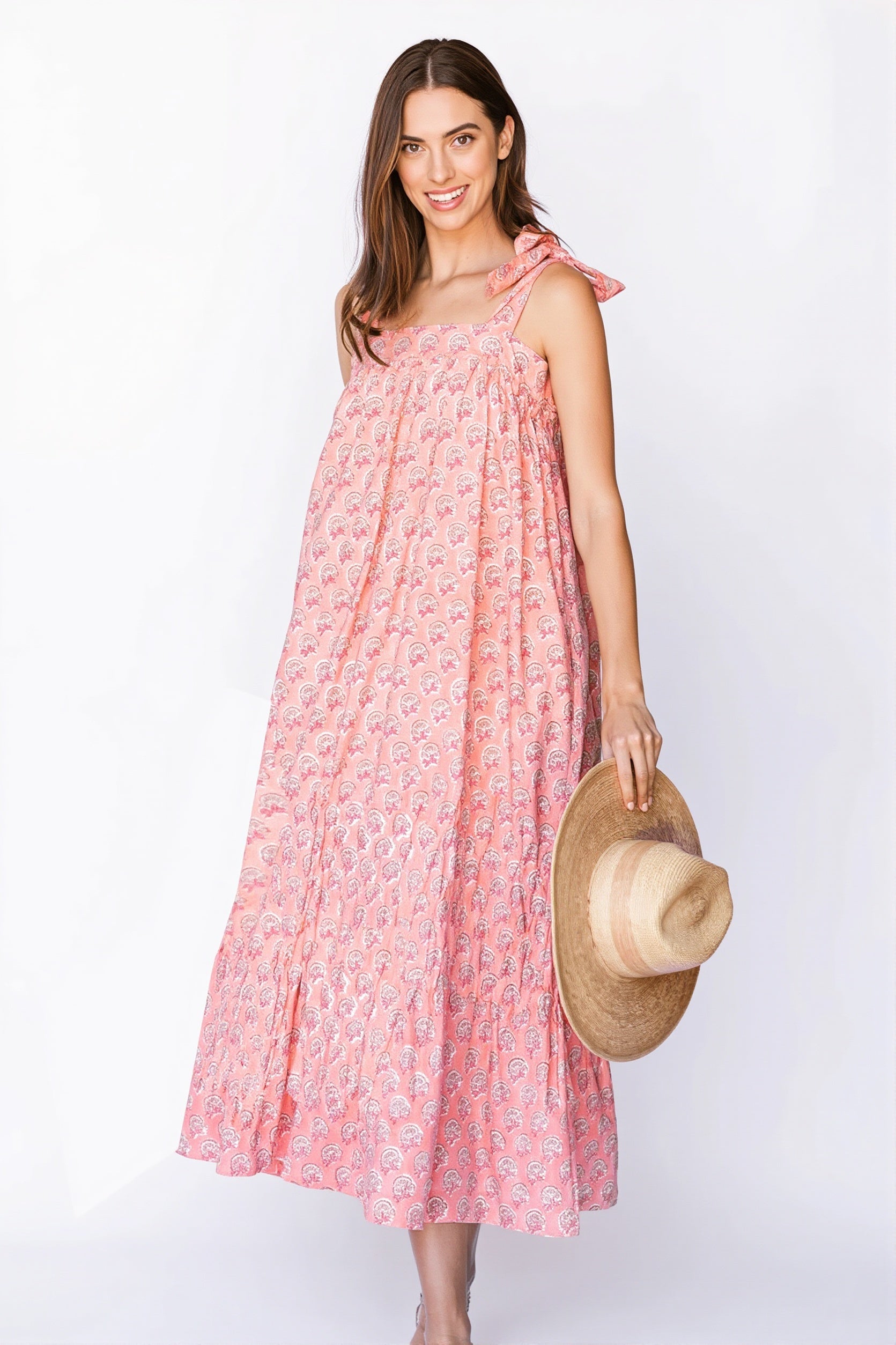 Detailansicht vom Print des Damen Maxi Kleids