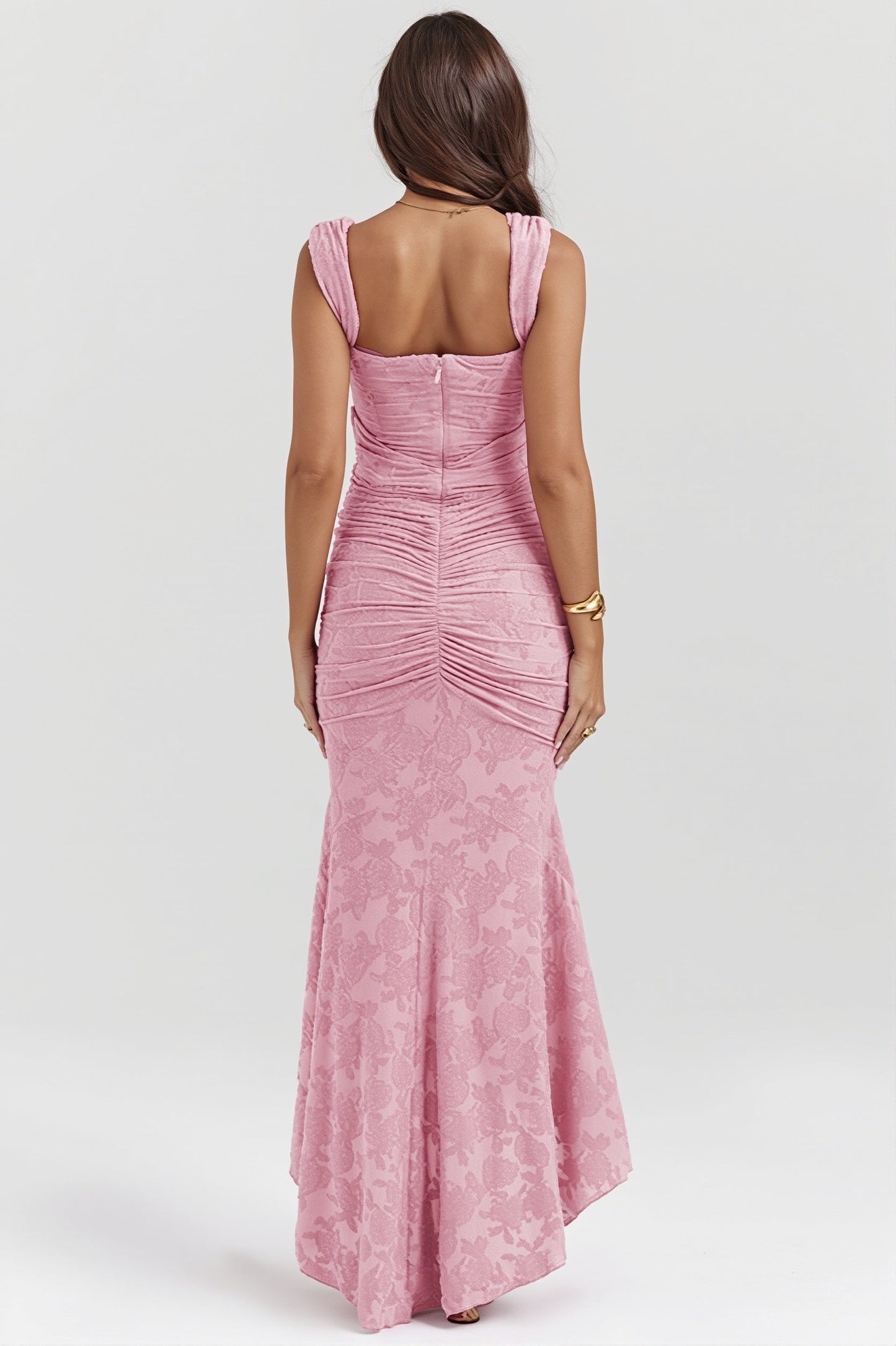 Bandeau-Maxikleid mit Spitzenoberteil in voller Ansicht