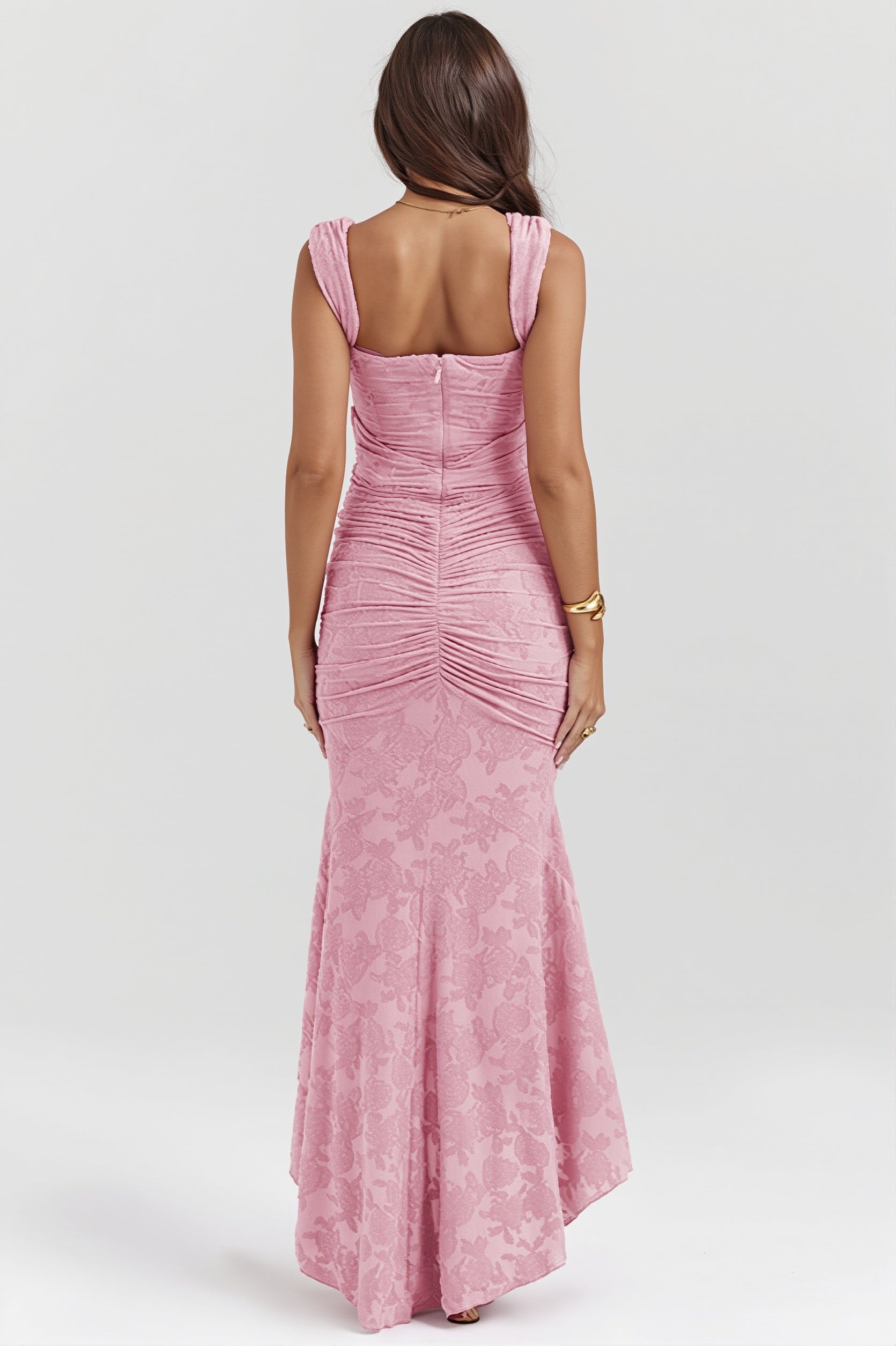 Bandeau-Maxikleid mit Spitzenoberteil in voller Ansicht