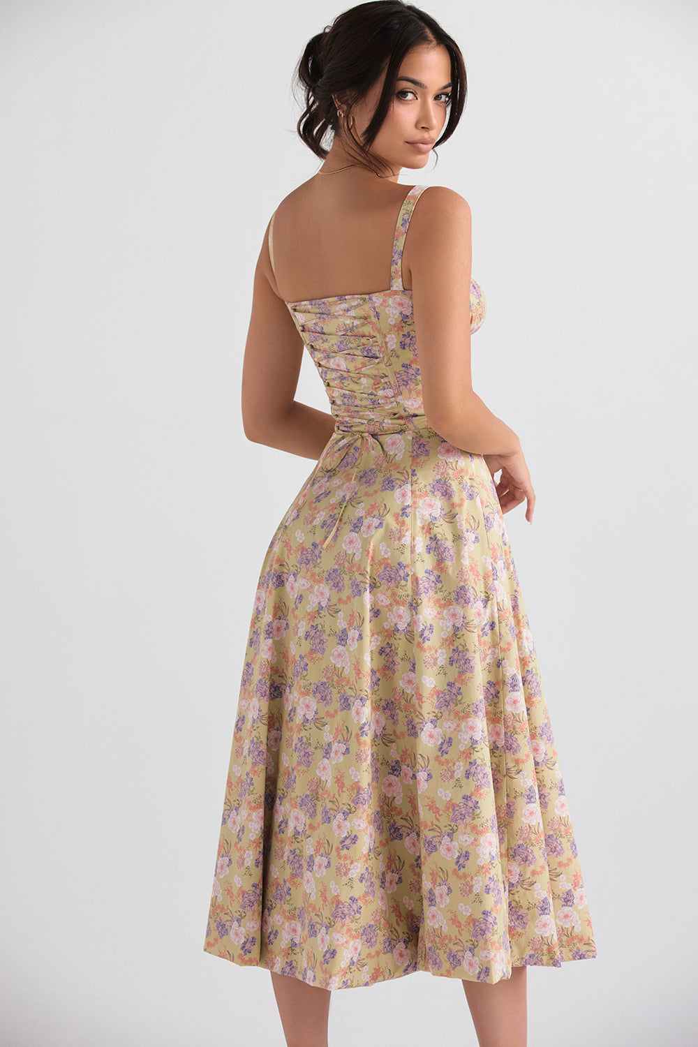 Blumiges Bustier-Midriff-Schnitt-Bodycon-Kleid