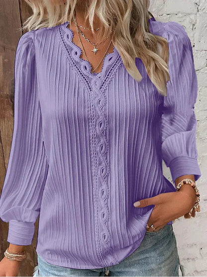 Bluse für Damen mit Chiffon- und Spitzen-Details