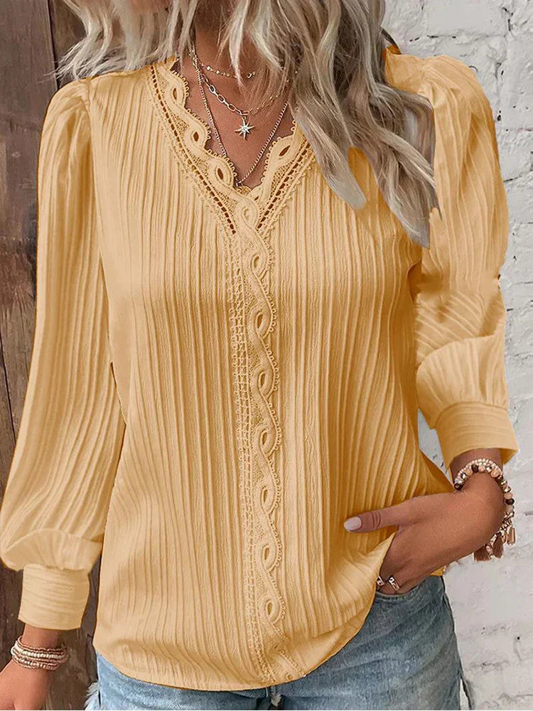 Bluse für Damen mit Chiffon- und Spitzen-Details