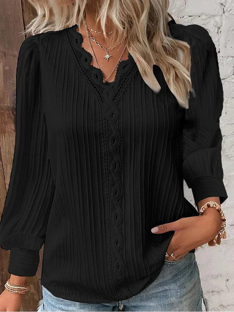 Bluse für Damen mit Chiffon- und Spitzen-Details