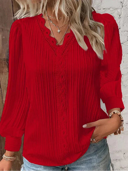 Bluse für Damen mit Chiffon- und Spitzen-Details