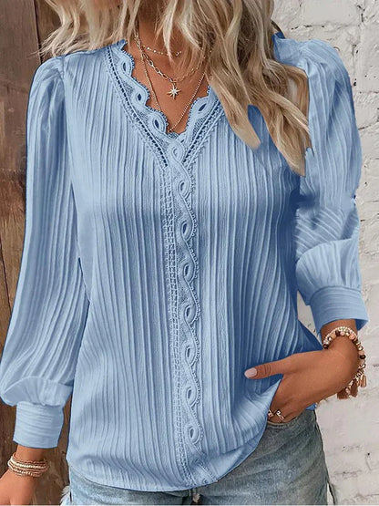 Bluse für Damen mit Chiffon- und Spitzen-Details