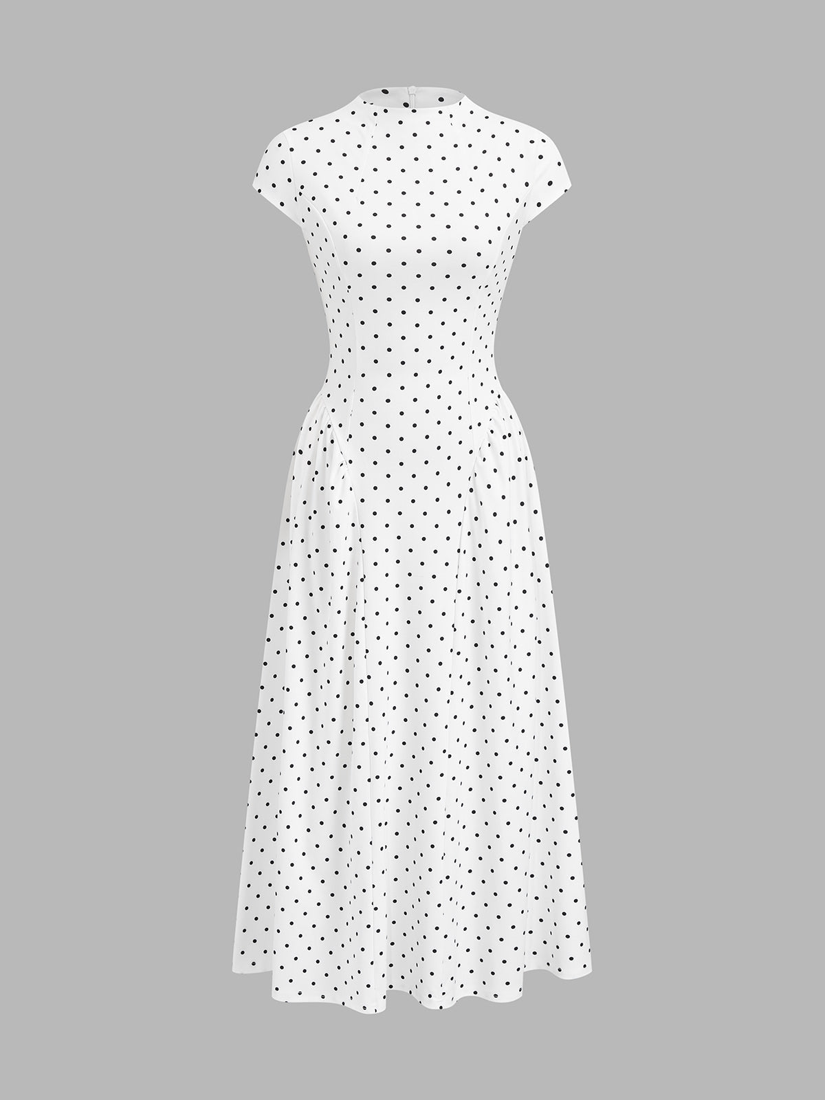 Maxikleid für Damen mit kurzen Cap Sleeves und gepunktetem Muster