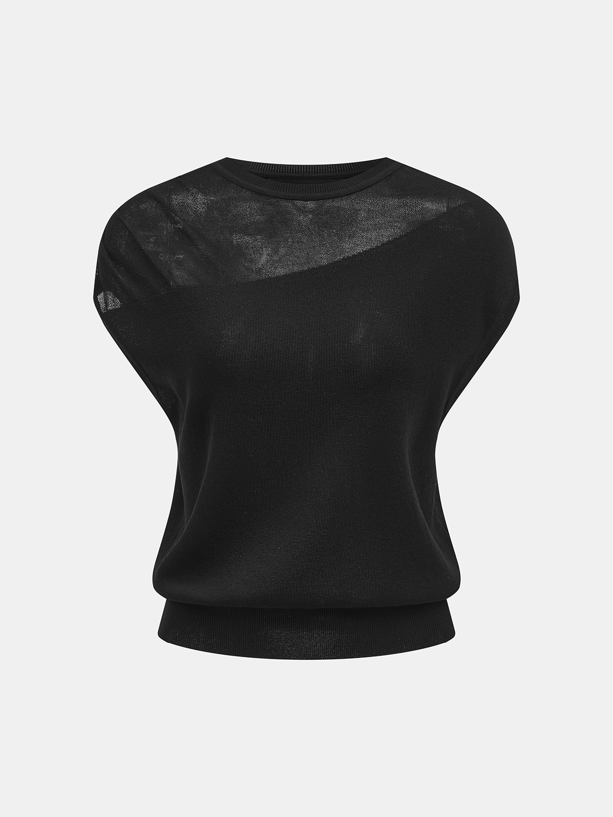 Damen Stricktop mit asymmetrischer Schulter, Detailansicht vom Ausschnitt